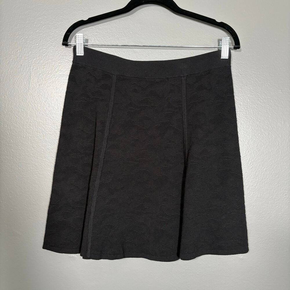 Ann Taylor Black Textured Jacquard A-Line Swing Skirt - Womens Size Small Petite